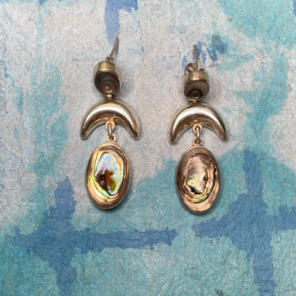 Vintage 925 Silver with Abalone Earrings